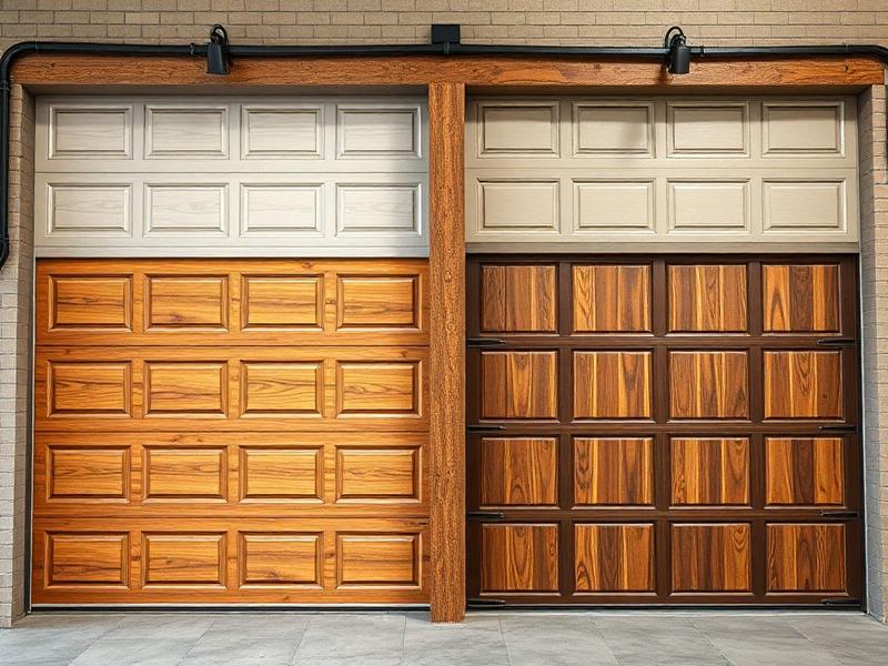 Comparison of different garage door materials including steel and wood options