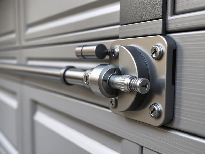 Modern garage door security lock mechanism close-up